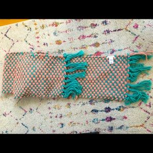 Anthropologie Teal & Pink Knit Scarf